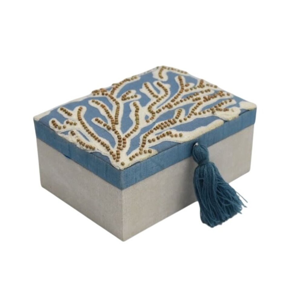 Ty Pennington Blue Fabric Decorative Box Tassel 4x7 At Home